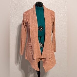 White House Black Market Pink Shimmer Draped Cardigan